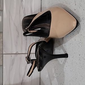 Calvin Klein Women's Beige, Patent Leather Slingbacks, with 3" heels, Size 10.